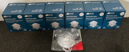 (6) Disposable Respirator Masks & Safety Glasses