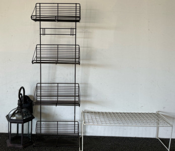 Outdoor Light, Black Rack, & White Shelf