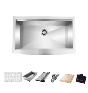 Glacier Bay Farmhouse Stainless 36â€ Single Bowl Kitchen Workstation Sink and Accessories