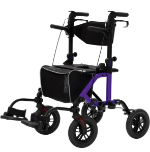 ELENKER All-Terrain 2 in 1 Rollator Walker & Transport Chair, Folding Wheelchair with 10” Non-Pneumatic Wheels for Seniors, Reversible Backrest & Detachable Footrests (Color Unknown) SP9