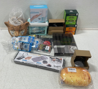 Washing Powder, Soap Dispenser, Placemats, 360 Degree Adapter, (8) Cast Iron Wheels, Listerine Floss, Potato Pillow, & More!