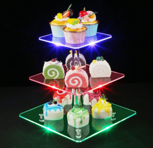 (1) 3 Tiers LED Acrylic Cupcake Stand, Rechargeable Clear Dessert Display Stand Cupcake Tower for Christmas, Weddings, Anniversaries, Baby Showers, Birthday Parties, (2) Weatherbeater Wiper Blades - 24" (1) DX Grandway 10lb Weight