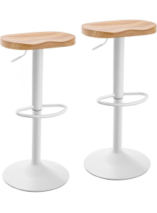 Redlife Modern Bar Stools Set of 2, Swivel Adjustable Height Bar Stool Counter Height, 23''-32'' Backless Bar Stools with Wooden Seat, Wood Bar Stools for Kitchen Island Bar Dining Room (Color Unknown)