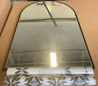 (1) Curved Mirror 35&rdquo;x24&rdquo; (2) York Peel And Stick Premium Wallpapers