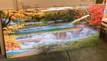 Forest River Waterfalls Painting 59&rdquo;x30&rdquo;
