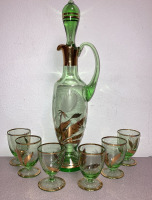 MCM Bohemian Decanter w/6 Glasses Made In Czechoslovakia - EB - 2