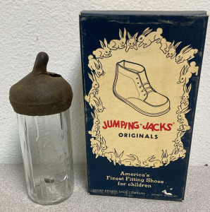 Antique Baby Bunting Glass Baby Bottle, Jumping-Jacks Originals