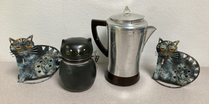 Electric Coffee Maker, Cat Candle Holder, Cat Jar