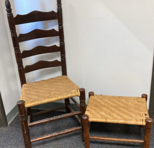 Vintage Hi-Back Chair & Ottoman