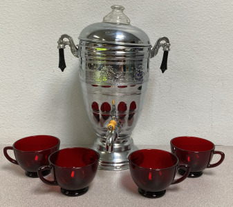 EB-Vintage Electric Coffee Maker, Red Glass Cups