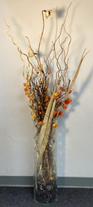 Lg. Glass Vase With Flowers