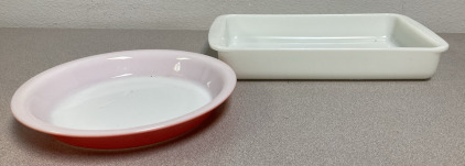 EB- Vibtage Pyrex Pink Pie Dish, Pyrex Milk Glass Casserole