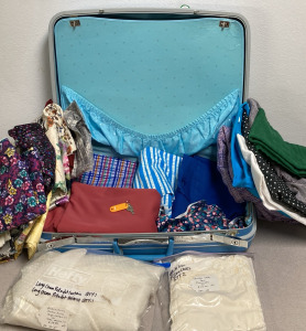 Vintage Samsonite Suitcase w/Key, Filled with Fabric For Sewing & More