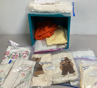 Teal Box, Vintage Tablecloths, Towls & More