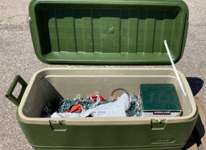 Igloo green cooler with Christmas lights inside EB