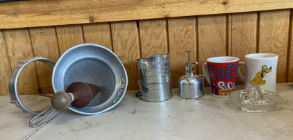 Vintage Flower Sifter & Vintage Water Sprayer (2) Mugs