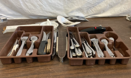 Silverware, Cooking Utensils, & Vase - EB
