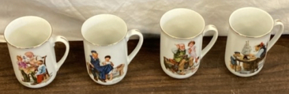 (4) Collectible Norman Rockwell Porcelain Cups - EB