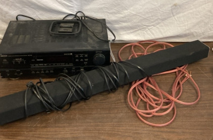 Old radio stereo and a new sound bar EB