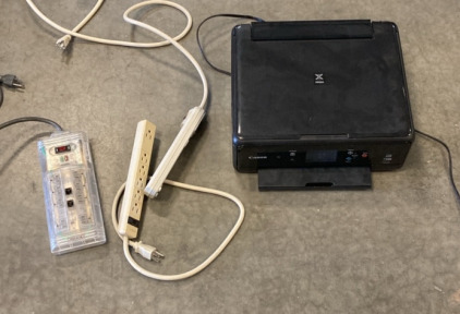 (3) Power Strips & Printer