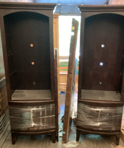 Brown Wooden Entertainment Center Shelves - EB