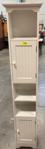 Skinny, Tall, White Cabinet W/ Shelves & Doors - EB