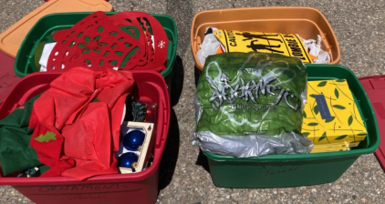(4) Totes of Holiday Decorations