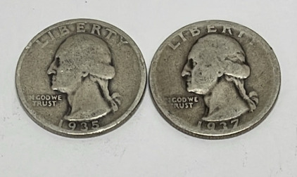 (2) Washington Silver Quarters Dated 1934 And 1937