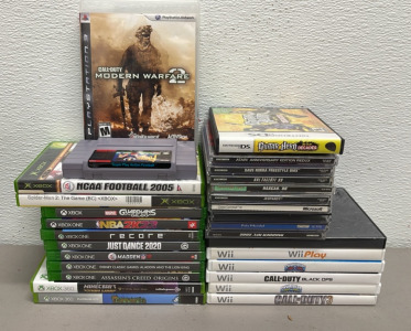 Huge Lot Of 29 Video Games For Various Consoles…WII, XBox, XBox1, XBox 360, PlayStation 1, PlayStation 3, Nintendo DS