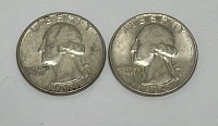 (2) Washington Silver Quarters Dated 1964