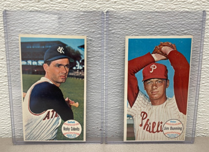 1964 Topps Giants Phillies “Jim Bunning” And 1964 Topps Athletics “Rocky Colavito” Carded And Ungraded Collectible Baseball Cards