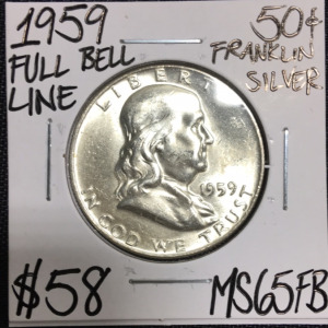 1959 MS65FBL Full Bell Line Franklin Half Dollar