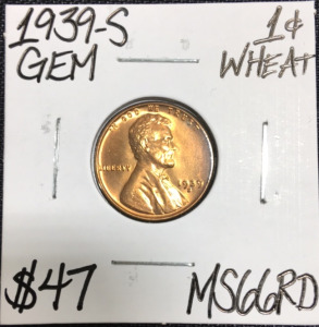 1939-S MS66RD Red Gem Wheat Copper Penny