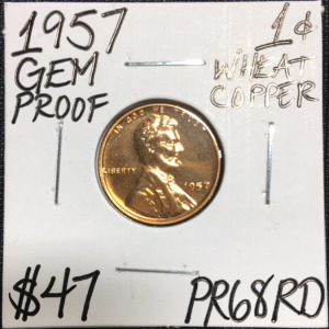 1957 PR68RD Gem Proof Red Wheat Copper Penny