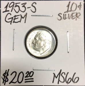 1953-S MS66 Silver Gem Roosevelt Dime