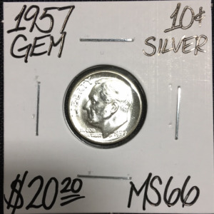 1957 MS66 Mint State Silver Gem Dime