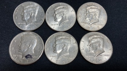 (6) Assorted Year Kennedy Half Dollar Coins