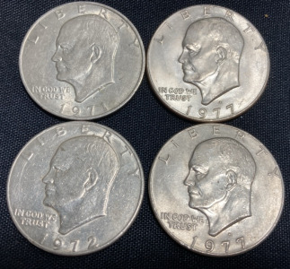 (4) 1970s Eisenhower Dollar Coins