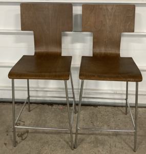 (2) Matching Wood Bar Stools