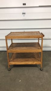 Large Oak Rolling Cart