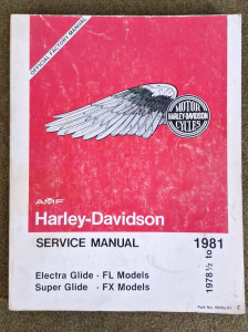 (1) Harley Davidson, Official Factory Service Manual For 1978-1/2 To 1981 / Electra Glide - FL Models / Super Glide - FX Models
