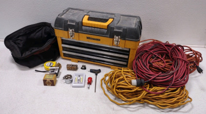 Westward Tool Box, Snap-On Tool Bag, Assorted Heavy Duty Extension Cords & More