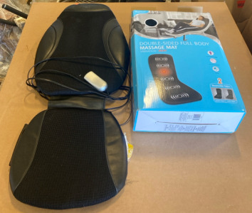 (1) HealthTouch Double-Sided Full Body Massage Mat With Vibration And Heat (1) Sharper Image MSI-CS270H Portable Back Massager