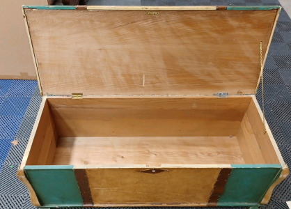 Large Wooden Trunk (45"x 18" x 18") On Wheels