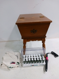 Vintage End Table, Windmere Hot Curls, Curling Iron and More