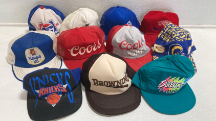 (11) Vintage Collectible Hats Including: Knicks, Rams, Pepsi and more