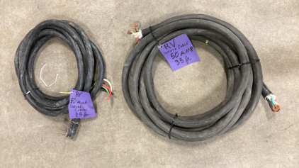 (2) RV Electrical Service Cables: (1) 25ft 50 Amp, (1) 35ft 50 Amp
