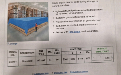 (1) 60' x 60' Silver Poly Tarp, 5MIL