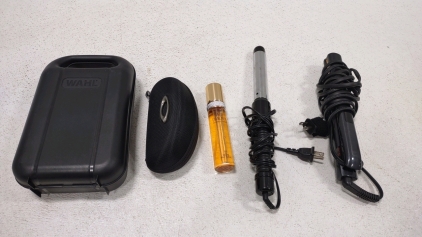 (1) Hair Flattener (1) Curling Iron, (1) Electric Shaver w/ Razors & More