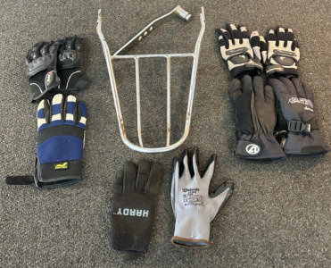 Motorcycle Luggage Rack & Assorted Moto Gloves - (C Shelf)